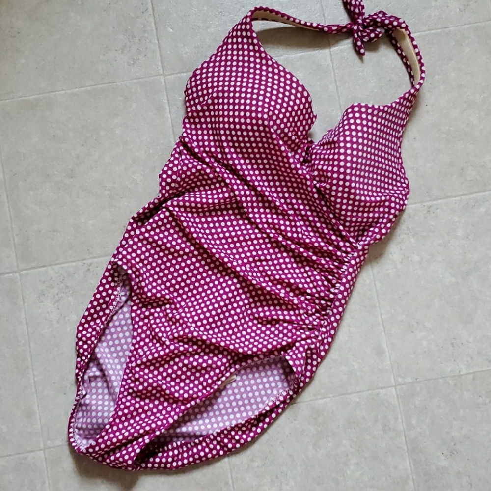 MagicSuit Polka Dot Halter Shaping One-piece